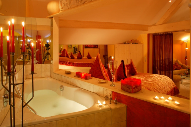 रोमांटिक-बाथरूम-मोमबत्ती रोशनी-ठाठ-महान सर्वाधिक आधुनिक महान
