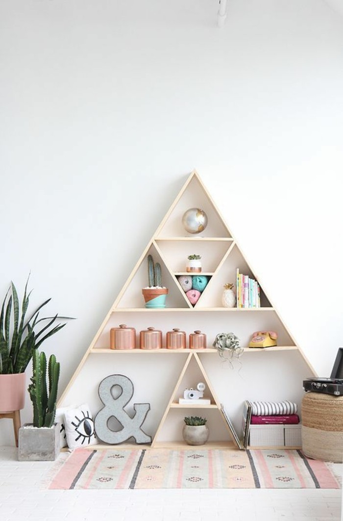 DIY-1 DIY-wohnideen-מדף רהיטי מערכת כיבוי עץ-פירמידה