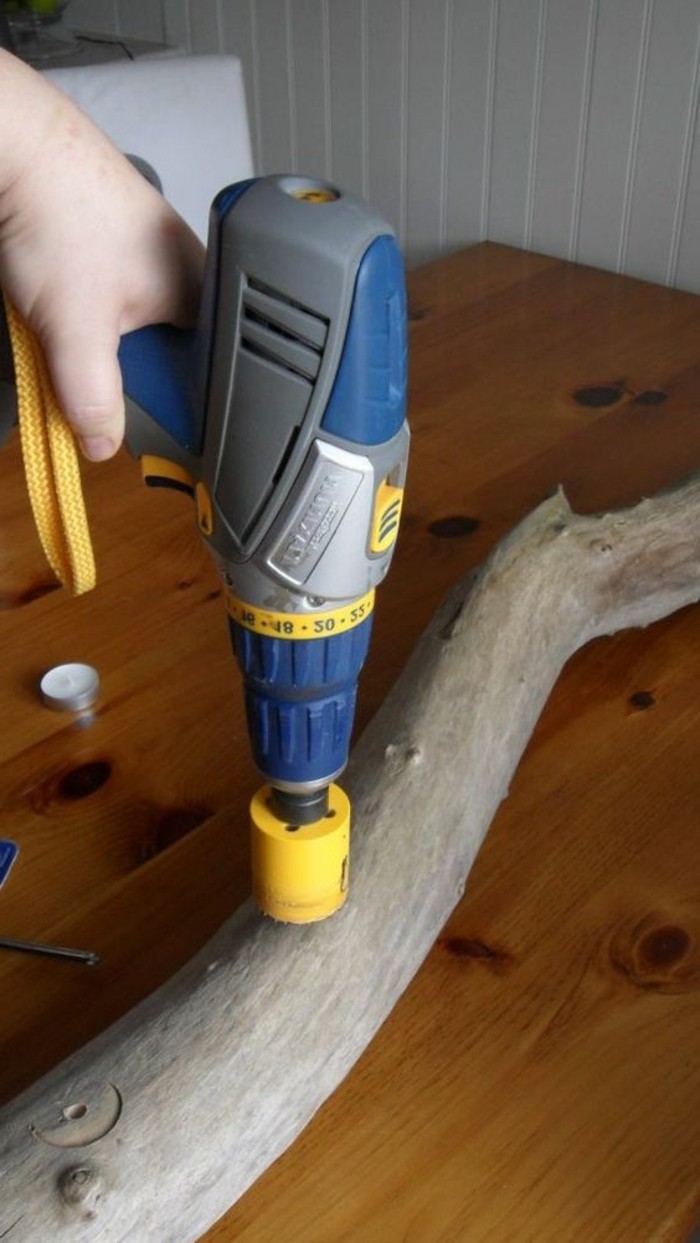 14 Driftwood AST-מקדח עץ-שולחן-זרוע-פמוט-נר-DIY
