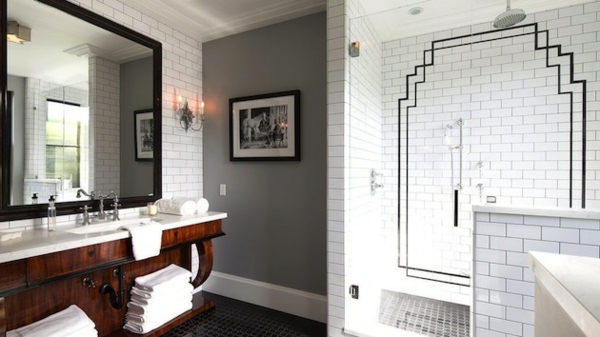 בסגנון artdeco - חדר אמבטיה מודרני בלבן