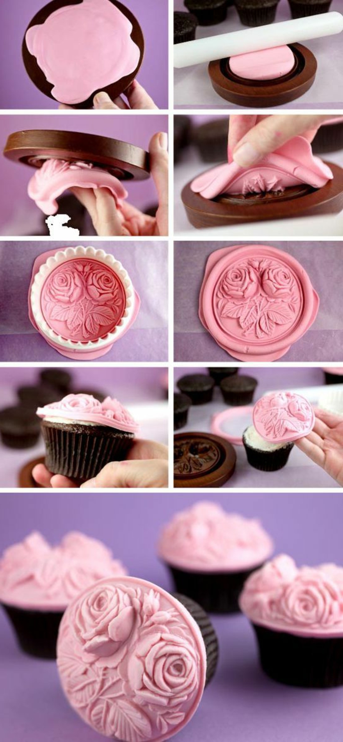 cupcakes सजाने गुलाबी फैशन, गोल आकार के साथ