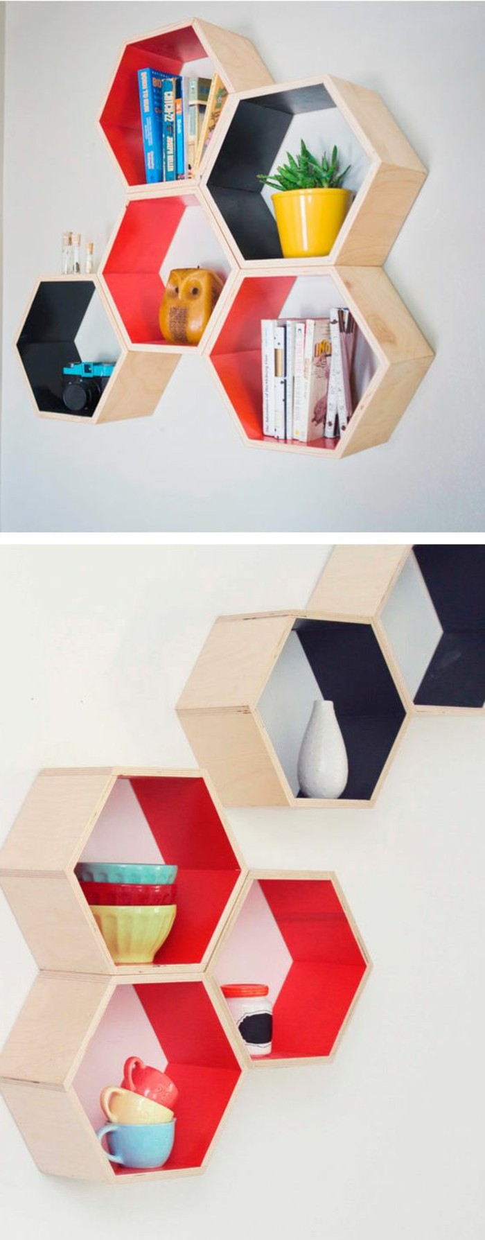 2-bricolaje-moebel-bricolaje-Wohnideen-estantes-de-madera-en-rojo-y-negro color