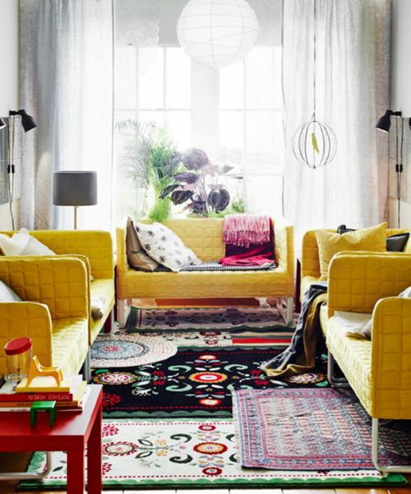 黄色的小客厅家具