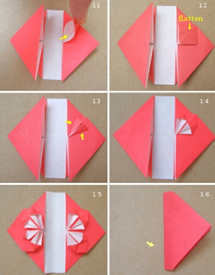 2origami-दिल गुलाबी ओरिगेमी दिल तह तकनीक कागज ओरीगैमी से तह अनुदेश