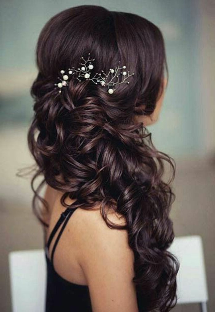 brun 3-coiffures-femmes-noir longue coiffure Curly-cheveux noir-robe-cheveux accessoire