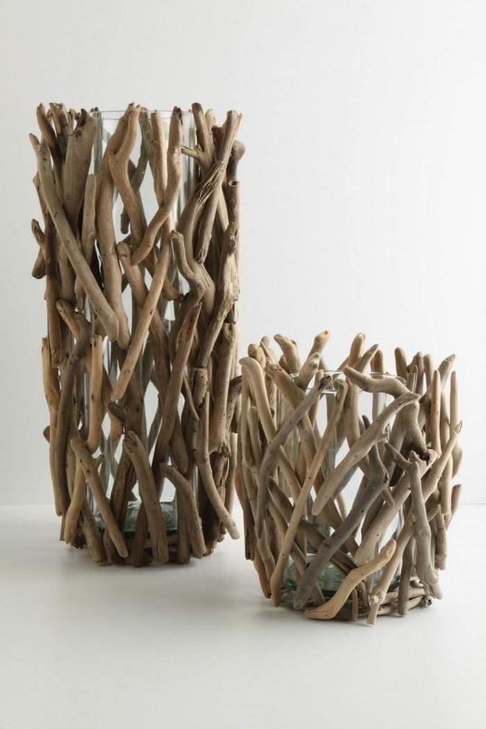 3-Driftwood डेको ग्लास फूलदान-साथ-लकड़ी सजाने-diy-विचारों-मेकअप खुद