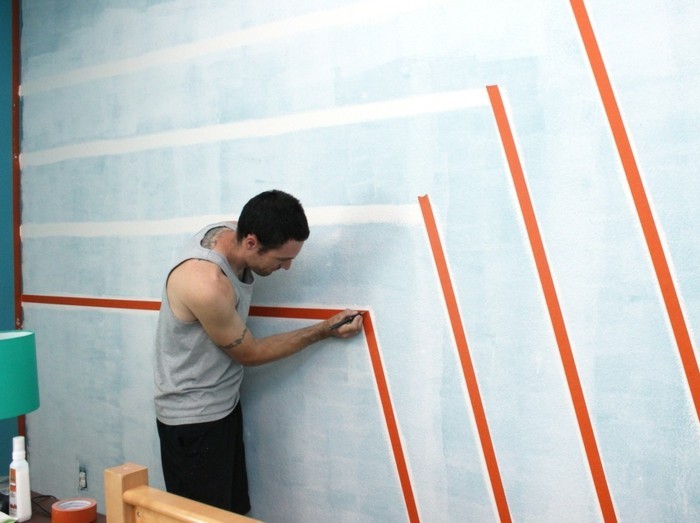 3ecken-και-άκρες-για-τοίχο σχεδίασης με χρώμα-ζωγράφων ταινία-stick-diy-wanddeko