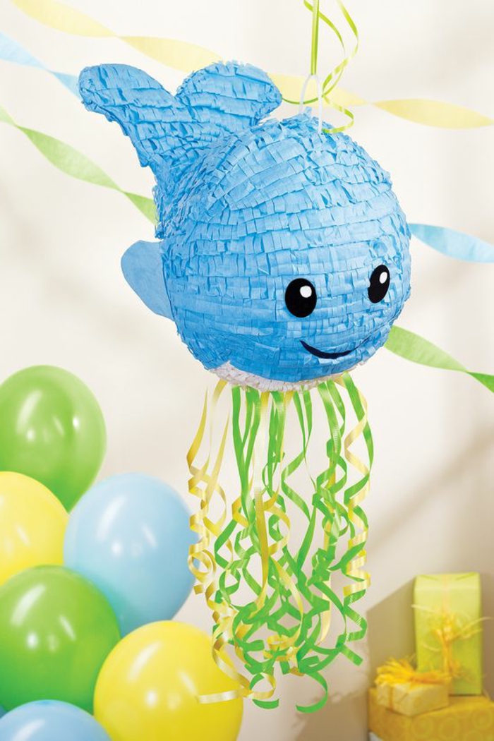 pinata tinker - pez azul, molienda, globos, regalos