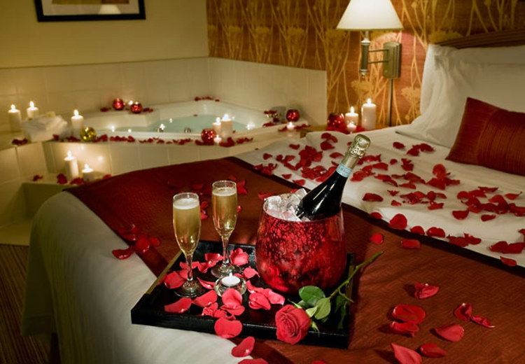 वैलेंटाइन्स दिवस shcick-महान सर्वाधिक आधुनिक गुलाब खिल-शैंपेन बेडरूम