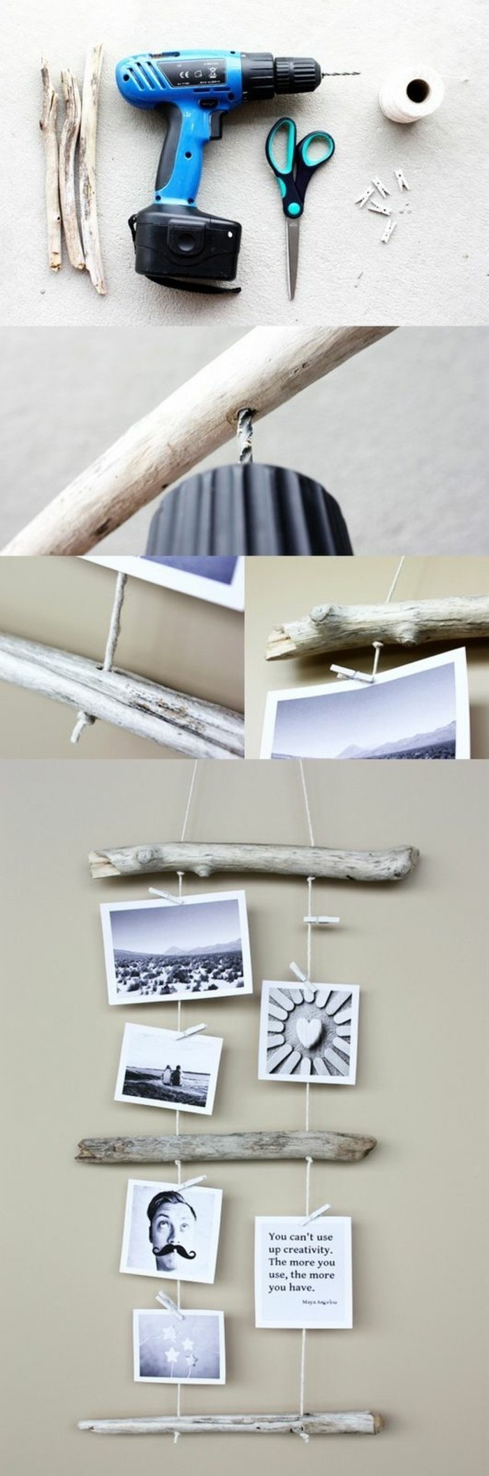 5-टिंकर-साथ-Driftwood-fotowand-खुद लेने की aeste वॉलपेपर ड्रिल-कैंची