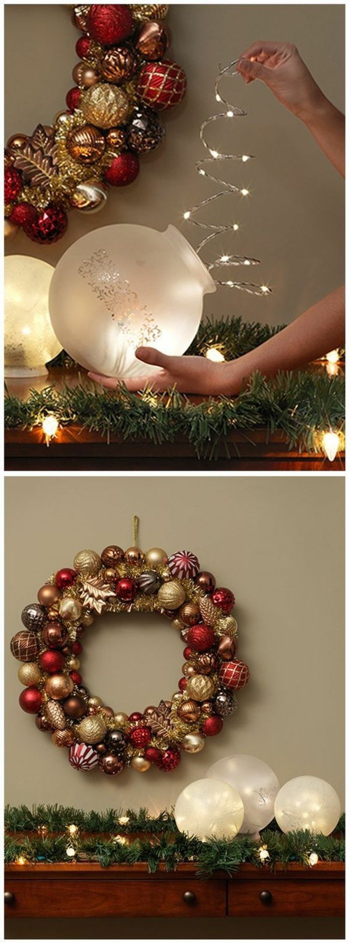 5-क्रिसमस की सजावट-खुद लेने की Adventskranz-विचारों-आगमन क्रिसमस गेंदों