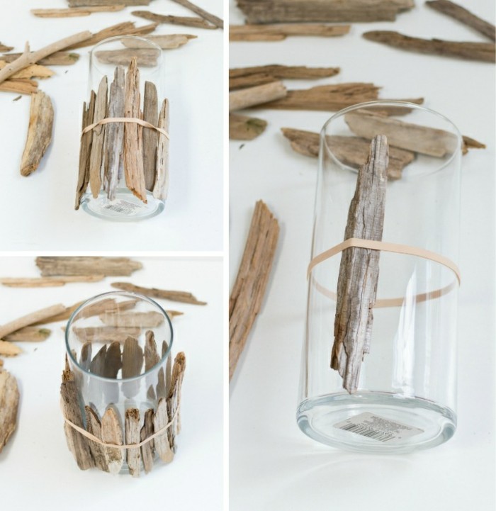 7-Driftwood डेको ग्लास यह फूलदान-साथ-लकड़ी सजाने-DIY-विचार-dekoartikel-करते अपने आप को