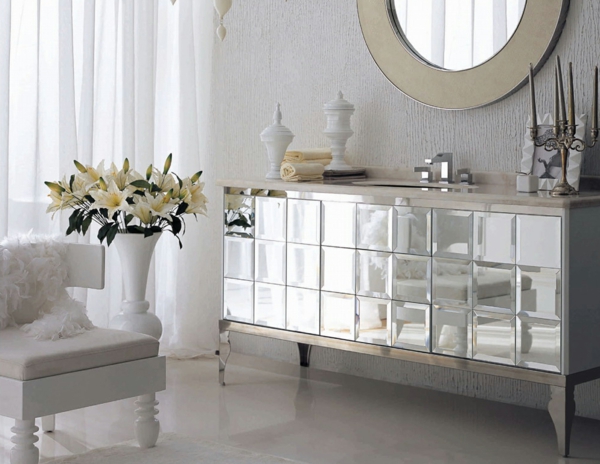 salle de bains-simple, argent beige élégant