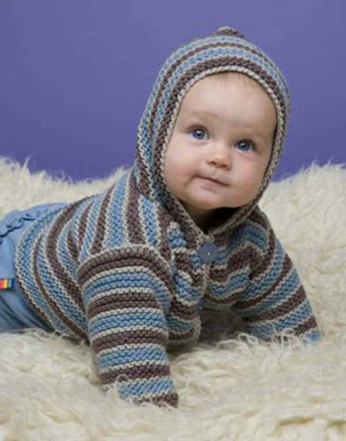 Μωρό πουλόβερ δεμένη-με-καπέλα-μπλε-καφέ