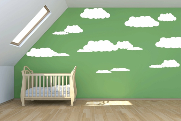 pared de la habitación del bebé del diseño-en-verde