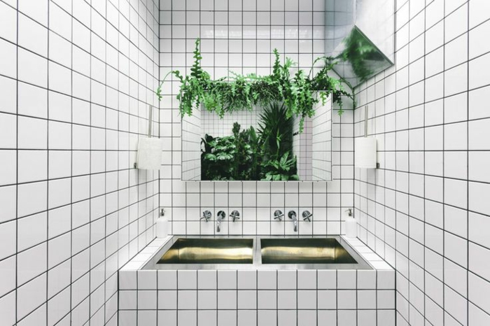 बाथरूम सजावट विचार ग्रीन कॉर्नर प्रकृति