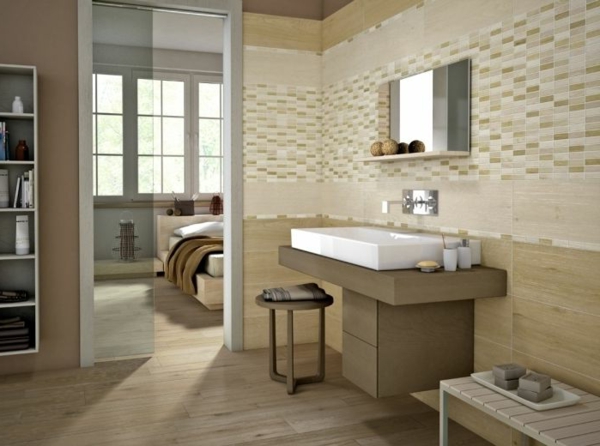浴室设计看起来木砖