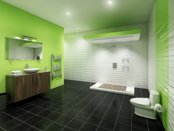 Baños - pared de color verdoso idea de tonos
