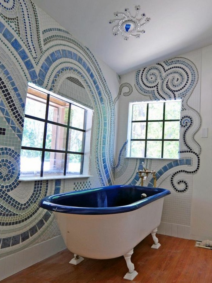 Fürdőszoba falak-nélkül-csempe-absztrakt-minta-of-mozaik-blue-kád