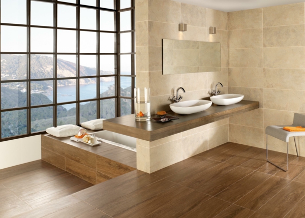 Fürdőszoba csempe ötletek fa nézd kerámia belsőépítészeti