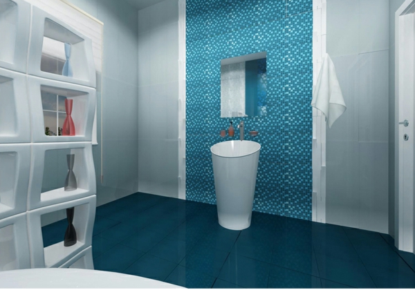 浴室瓷砖思路蓝浴室