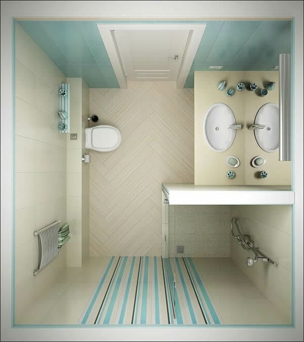 美丽的浴室设计，为小浴室，从-上面看到