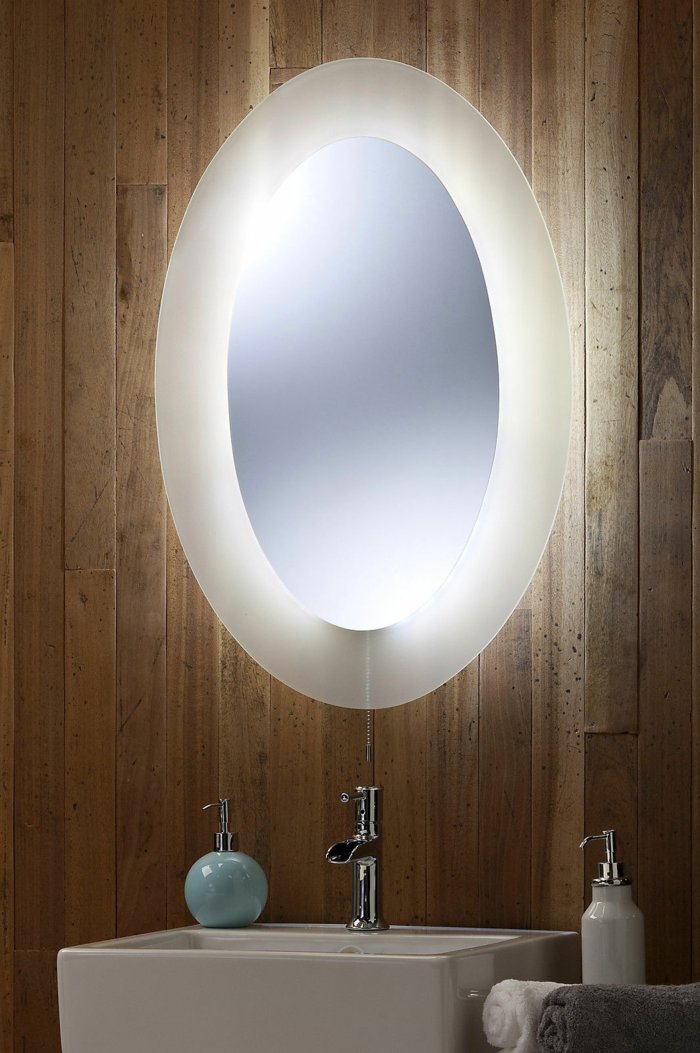 Баня огледало-с-осветление овална форма глоба дизайн