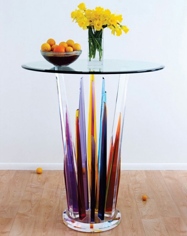 table de couleur avec le bouquet