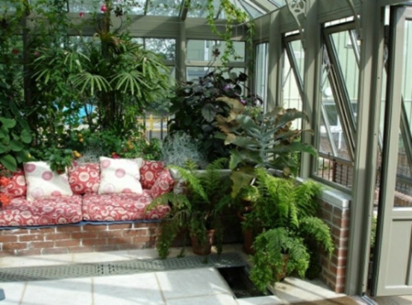 jardin Appartement-cum-hiver brique grenier conçu jardin d'hiver,