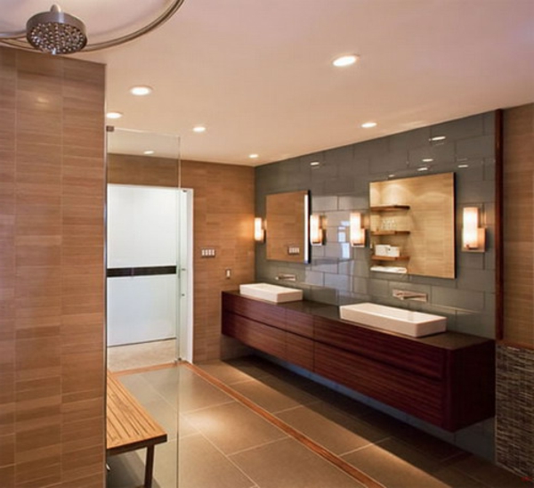 תקרת אורות מודרני - עיצוב בחדר אמבטיה
