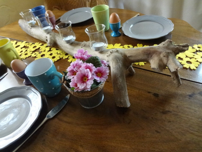 装饰木浮木餐桌装饰，该国的风格，Teelichthalter