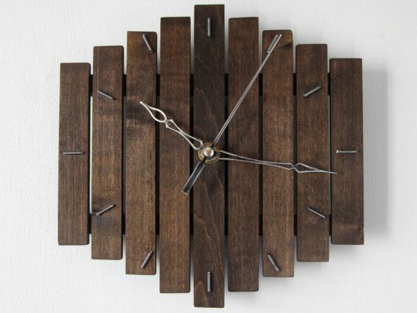 Dekoelement τοίχου ρολόι-από-ξύλο πάνελ ιδέα