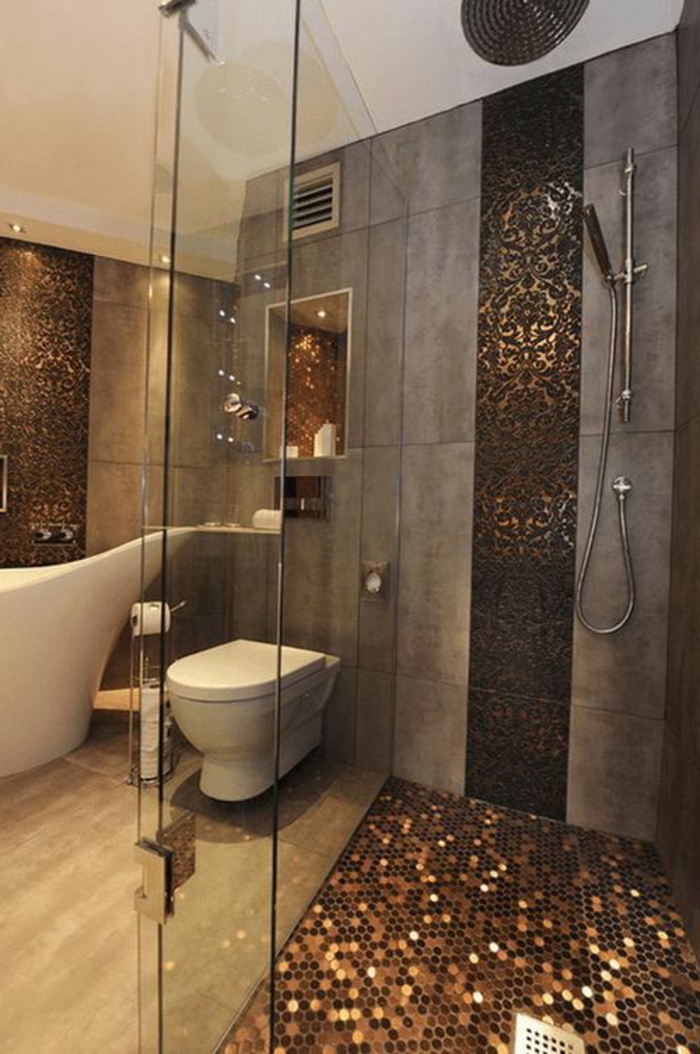 डिजाइनर बाथरूम मोज़ेक शानदार प्रभाव भूरे रंग