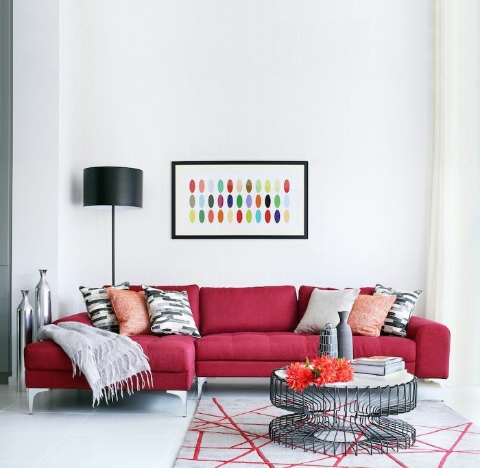 דירה-מקורי-מודל קפה מעצב שולחן-ספה-אדומה