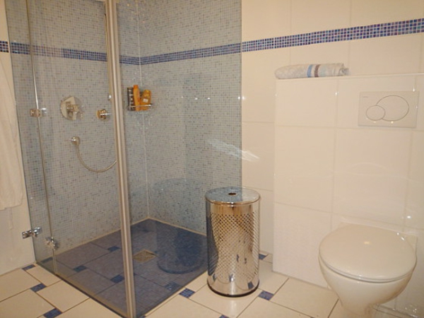 底层淋浴小浴室 - 蓝色玻璃