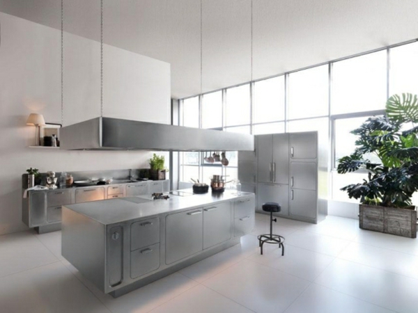 不锈钢厨房现代设计厨房岛单位Abimis棱镜 - 有趣