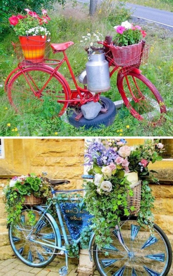 Körber la bicicleta en macetas-de-flores-a su vez