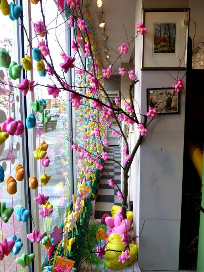 Diseño de ventana colorido para la primavera y la Pascua