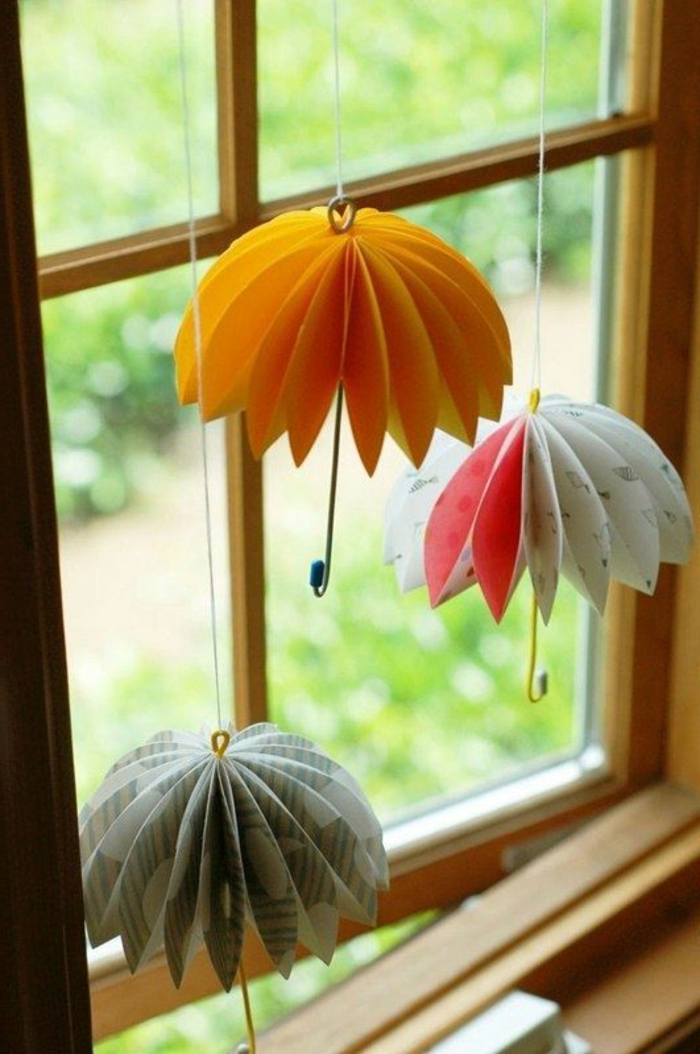 Tinker-ikkunan koristelu Kesämakuiset Sateenvarjot Origami tinker