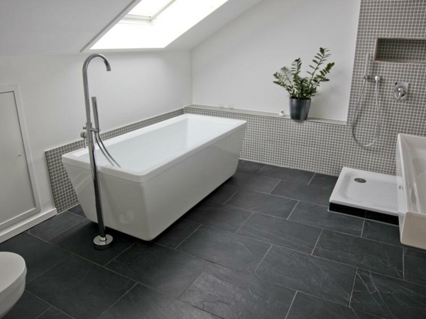 瓷砖黑色板岩Bathroom-