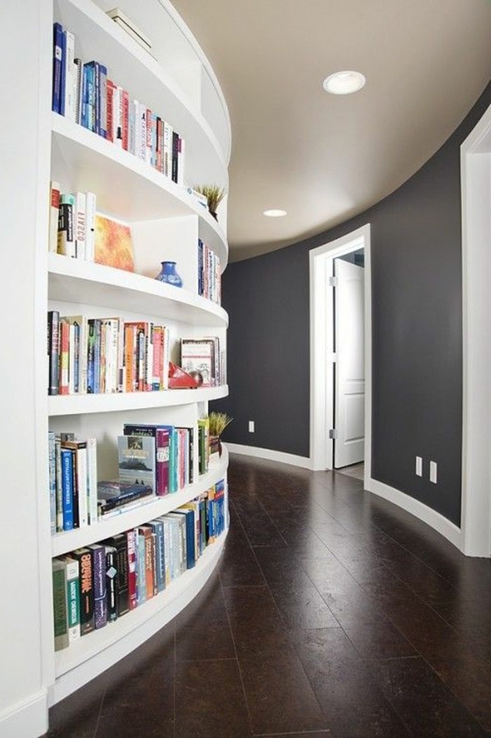 Floor színes ötletek-for-lekerekített falak beépített könyvespolc