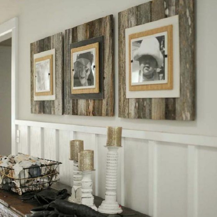 Foto de la pared rústica con madera-candelabro-vendimia