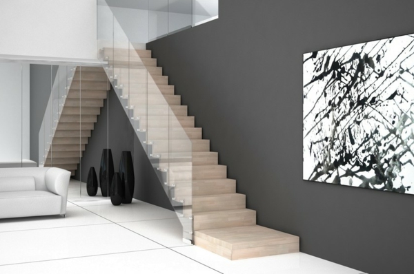 grand-cantilever-escalier en verre moderne conception garde-corps