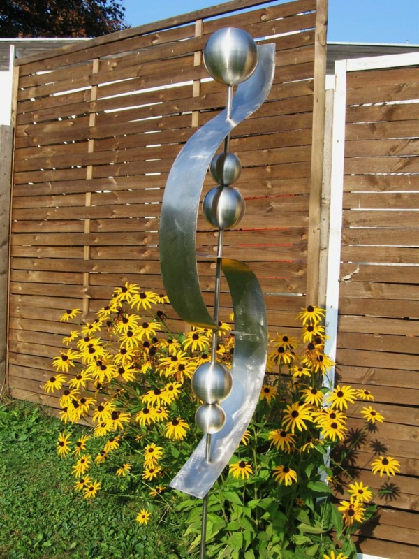 Gartendeko Deco Gartenstecker plug-rđa patina inox kugla-Beetstecker-vršak Vrt Pikes vrt skulptura