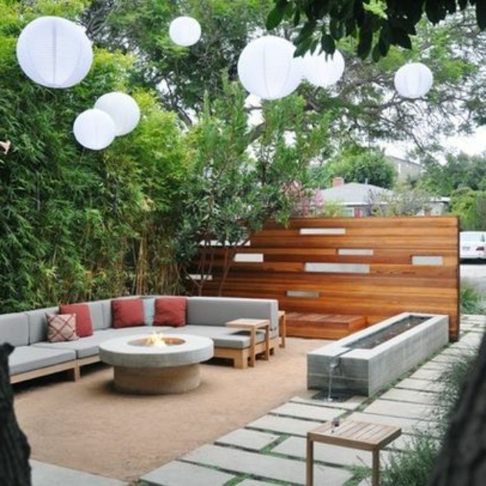 ejemplos de diseño de jardines, sala de estar-cara-de-la protección de madera-