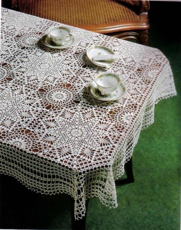 nappe-pour table crocheté pour le thé