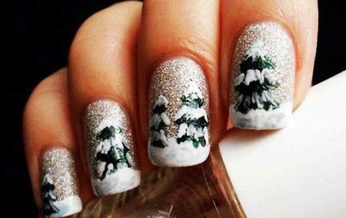 胶钉，圣诞雪和树木