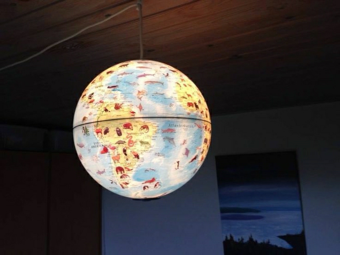 brillante globo del mundo Mapa de la lámpara de la bola
