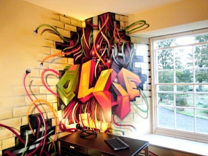 Graffiti en el dormitorio cuerdas son loco