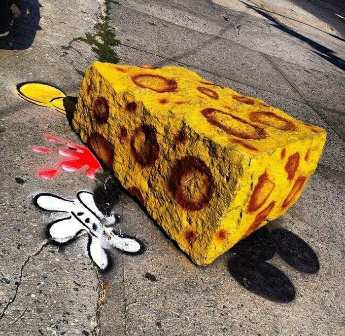 Graffiti Idea divertida Piedra queso dibujo de Mickey Mouse